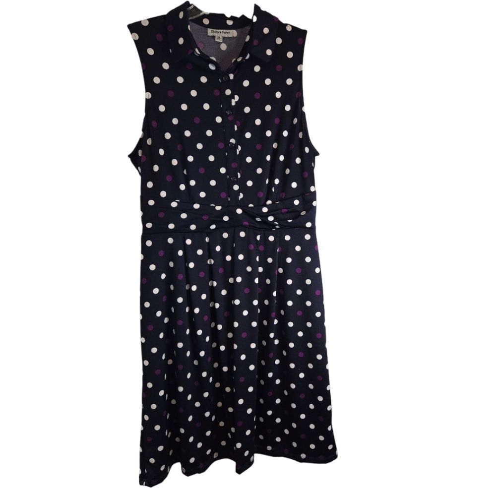 Shelby & Palmer Navy Polkadot Midi Dress - Picture 2 of 9
